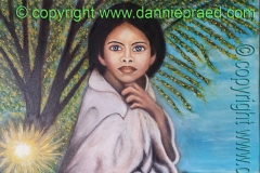 Ava and the Parrot, oil on canvas, cm 50x70, 2022
