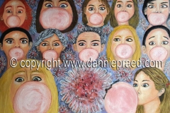 Fuck Covid with Gum Bubbles, oil on canvas, cm 50x70 - 2020/2021