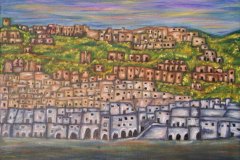 Village, oil on jute canvas, cm 50x70, 2005